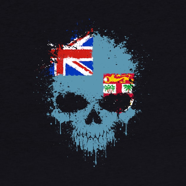 Chaotic Fiji Flag Splatter Skull by jeffbartels